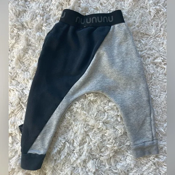 Nununu black/grey diagonal baggy joggers 12-18mo - Picture 2 of 3